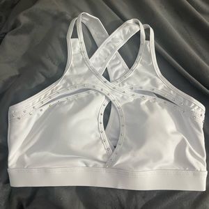 White and Rhinestone Strappy Tryout Top